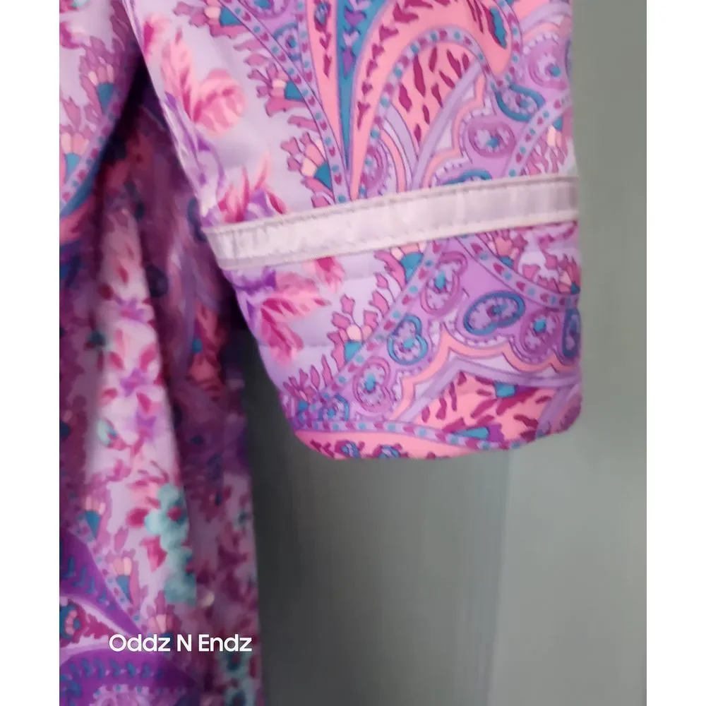 Just For Women Purple Floral Paisley Nightgown Long Sleeve Maxi Loung/ Sleepwear